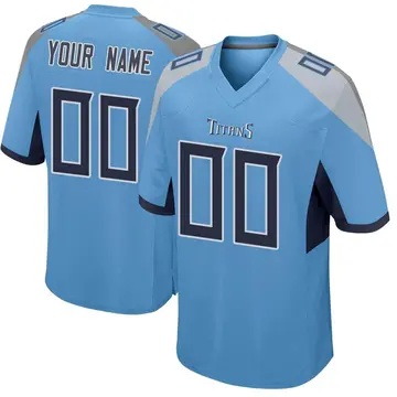 Men's Custom Tennessee Titans Game Light Blue Jersey
