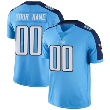 Men's Custom Tennessee Titans Limited Light Blue Color Rush Jersey