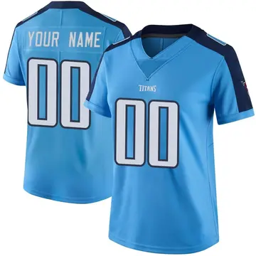Women's Custom Tennessee Titans Limited Light Blue Color Rush Jersey
